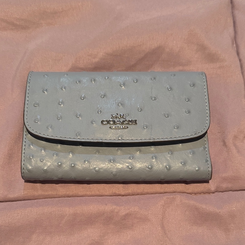 Coach Light Gray Embossed Leather Wallet
